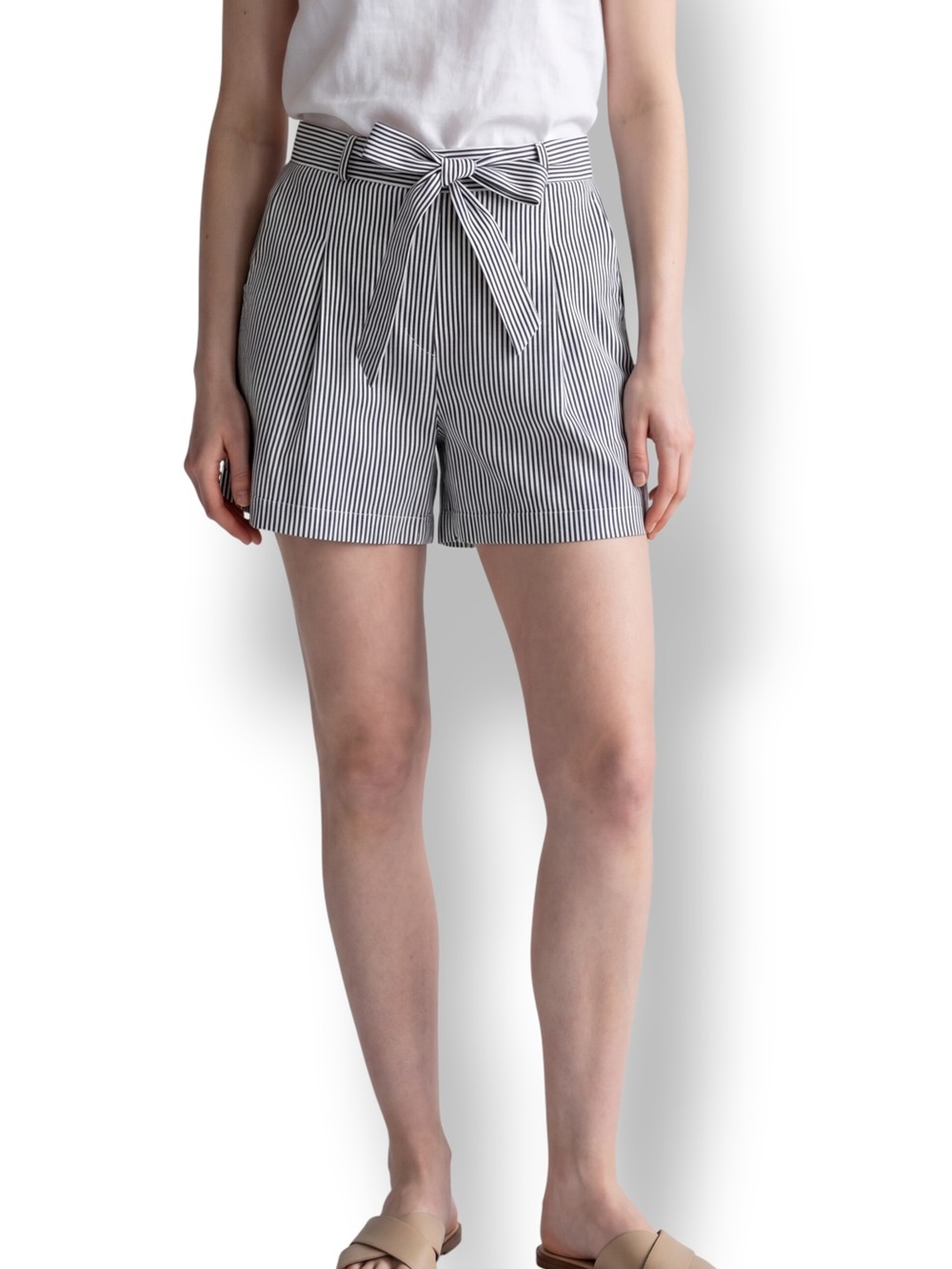 4/$20 J.Crew Striped Paperbag Waist Tie Shorts Size 4 Black White High Rise